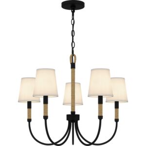 Bayside Five Light Chandelier in Matte Black by Quoizel