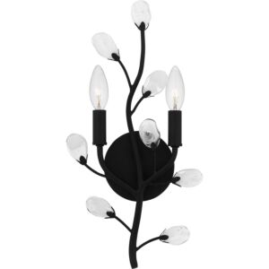 Heiress Two Light Wall Sconce in Matte Black by Quoizel