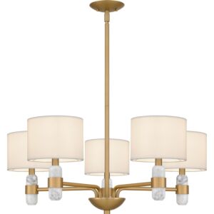 Kimberly Five Light Chandelier in Brushed Weathered Brass by Quoizel