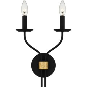 Margaret Two Light Wall Sconce in Matte Black by Quoizel