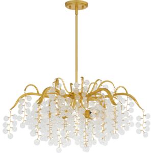 Maple Six Light Chandelier in Gold Leaf by Quoizel