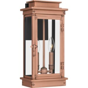 Noelle Two Light Outdoor Wall Mount in Aged Copper by Quoizel