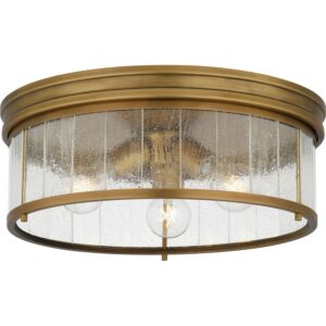 Quoizel Flush Mount Three Light Flush Mount in Weathered Brass by Quoizel