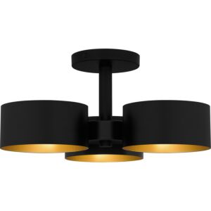 Quoizel SemiFlush Mount Three Light Semi Flush Mount in Matte Black by Quoizel