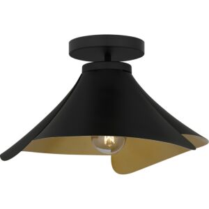 Quoizel SemiFlush Mount One Light Semi Flush Mount in Matte Black by Quoizel