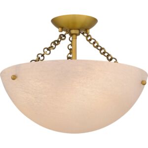 Quoizel SemiFlush Mount Three Light Semi Flush Mount in Brushed Gold by Quoizel