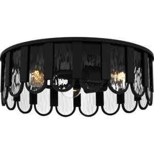 Vera Three Light Flush Mount in Matte Black by Quoizel