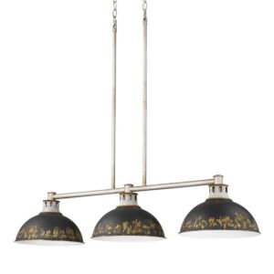 Kinsley 3-Light Linear Pendant in Aged Galvanized Steel