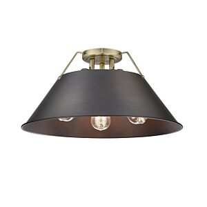 Orwell AB 3-Light Flush Mount in Aged Brass