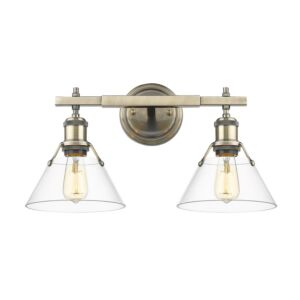 Orwell AB 2-Light Bathroom Vanity Light in Aged Brass