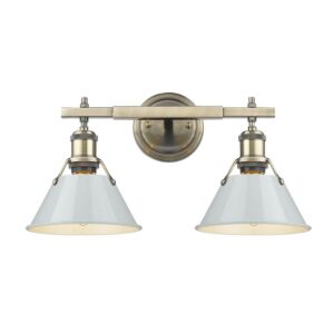 Orwell AB 2-Light Bathroom Vanity Light in Aged Brass