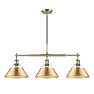 Orwell AB 3-Light Linear Pendant in Aged Brass