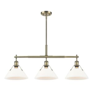 Orwell AB 3-Light Linear Pendant in Aged Brass