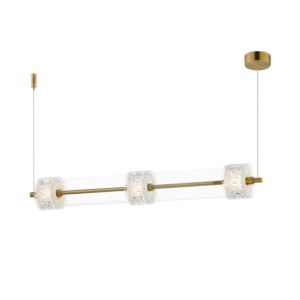 Elysian LED Linear Pendant in Natural Aged Brass by ET2