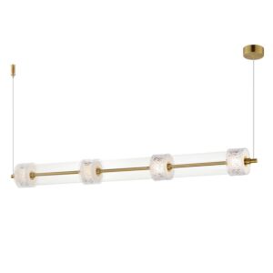 Elysian LED Linear Pendant in Natural Aged Brass by ET2