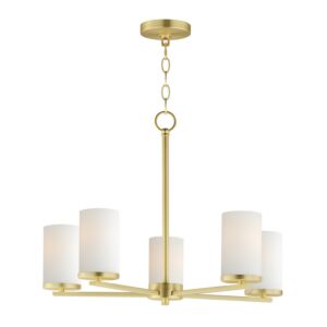 Lateral Five Light Pendant in Satin Brass by Maxim