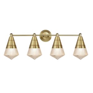 Hargreaves Four Light Bath Vanity in Natural Aged Brass by Maxim