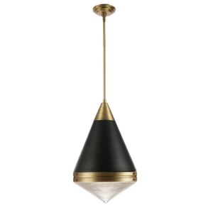 Hargreaves One Light Pendant in Black   Natural Aged Brass by Maxim