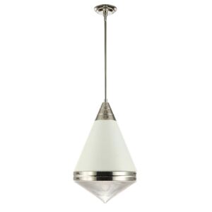 Hargreaves One Light Pendant in White   Polished Nickel by Maxim