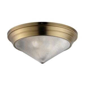 Hargreaves Three Light Flush Mount in Natural Aged Brass by Maxim