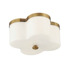 Clover Two Light Flush Mount in Natural Aged Brass by Maxim