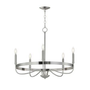 Frankie Five Light Chandelier in Satin Nickel by Maxim