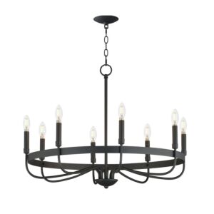 Frankie Eight Light Chandelier in Black by Maxim