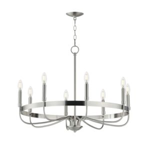 Frankie Eight Light Chandelier in Satin Nickel by Maxim