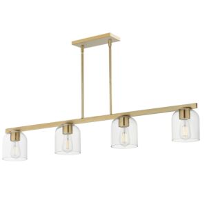 Scoop Four Light Linear Pendant in Natural Aged Brass by Maxim