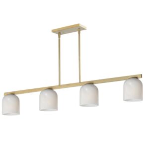 Scoop Four Light Linear Pendant in Natural Aged Brass by Maxim