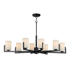 Dart Eight Light Chandelier in Black by Maxim