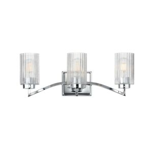 Rigata Three Light Bath Vanity in Polished Nickel by Maxim