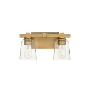 Cubos Two Light Wall Sconce in Natural Aged Brass by Maxim