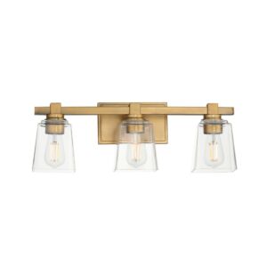 Cubos Three Light Bath Vanity in Natural Aged Brass by Maxim