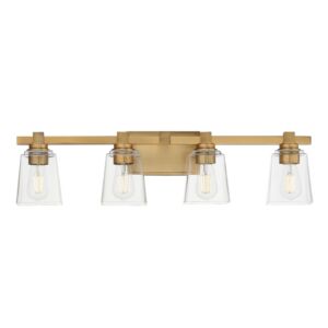 Cubos Four Light Bath Vanity in Natural Aged Brass by Maxim