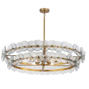 Loren Six Light Chandelier in Weathered Brass by Maxim