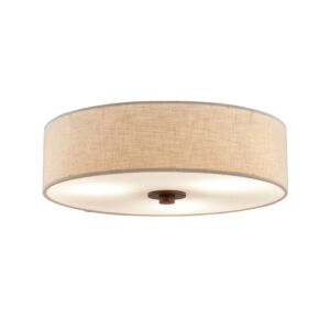 Textile 3-Light Flush-Mount in Bronze / Dark