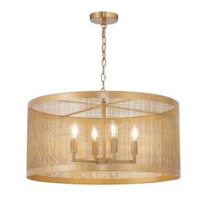 Hatcher Four Light Pendant in Gold by Maxim