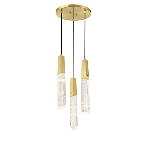 Drifting Droplets LED Pendant in Brushed Brass by George Kovacs