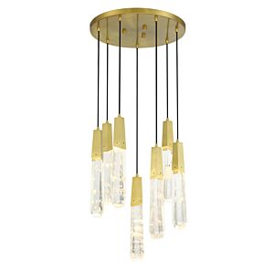 Drifting Droplets LED Pendant in Brushed Brass by George Kovacs