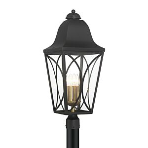 Cardigan 4-Light Outdoor Post Lantern in Sand Coal and Olden Brass