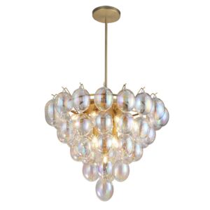 Globo  Chandelier in Brushed Brass, Iridescent by Artcraft