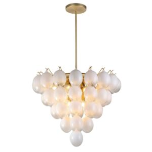 Globo  Chandelier in Brushed Brass, Ombre White by Artcraft