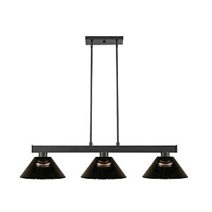 Z-Lite Cobalt 3-Light Linear Pendant Light In Matte Black