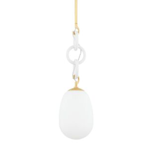 Marina  Pendant in Aged Brass Textured White by Mitzi