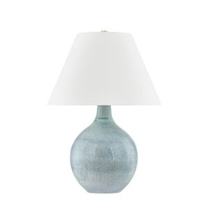 Kearny  Table Lamp in Aged Brass Ceramic Reactive Seaglass by Hudson Valley