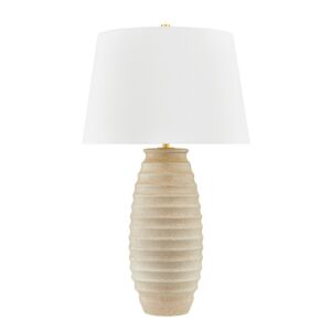 Haddam  Table Lamp in Aged Brass Ceramic Textured Fawn by Hudson Valley