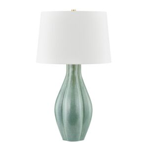 Galloway  Table Lamp in Aged Brass Ceramic Moss Ivory by Hudson Valley