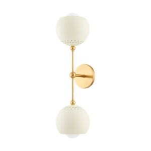 Saylor  Wall Sconce in Aged Brass Soft Cream by Mitzi