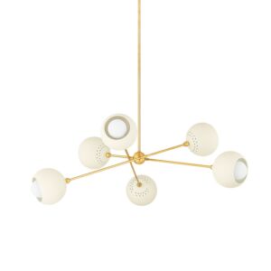 Saylor  Chandelier in Aged Brass Soft Cream by Mitzi